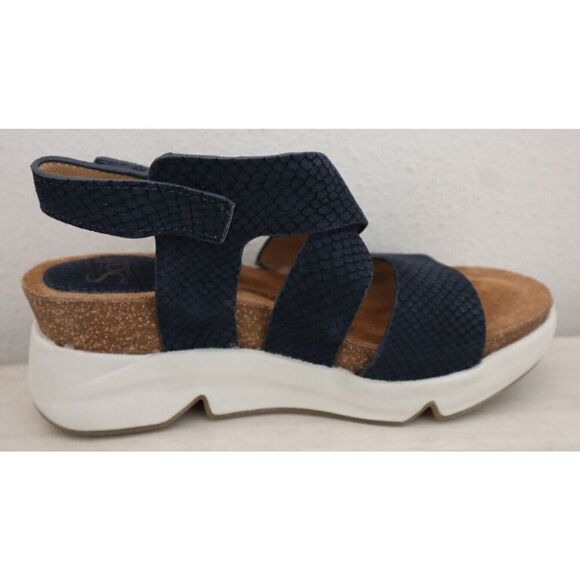 Söfft Women's Sz 6.5M Navy Snake Print Nubuck Charday Strappy Wedge Sandals $130 - Picture 5 of 8